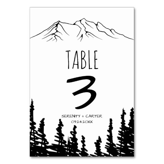 Rustic Woodsy Mountain Table Number Kaart (Achterkant)