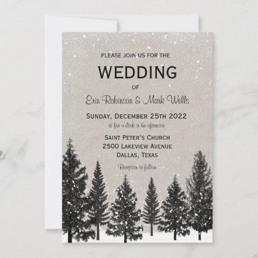 Rustic Woodsy Mountain Wedding Kaart (Voorkant)