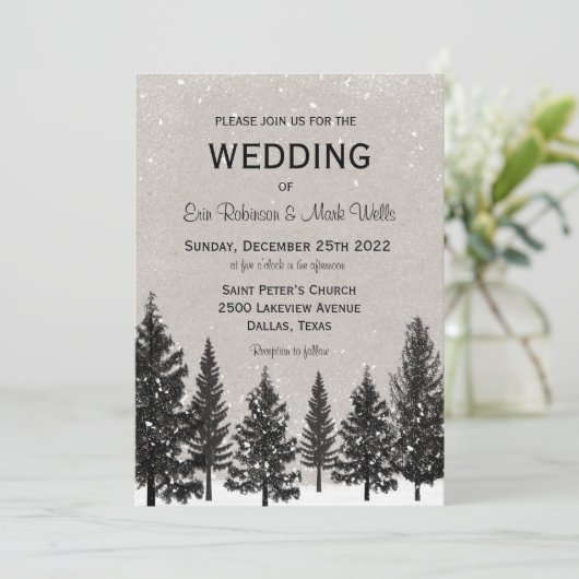 Rustic Woodsy Mountain Wedding Kaart (Staand voorkant)
