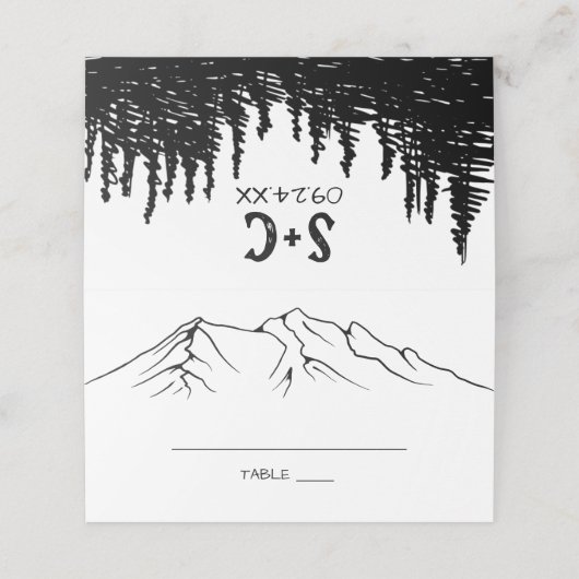 Rustic Woodsy Mountain | Wit huwelijk Plaatskaartje (Buitenkant ongevouwen)