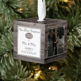 Rustic Woodsy Our First Kerstman Mr| Mrs. 3 Foto Decoratie