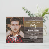 Rustic Woodsy Photo Graduation Party Kaart (Staand voorkant)