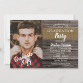 Rustic Woodsy Photo Graduation Party Magnetische Uitnodiging (Voorkant)