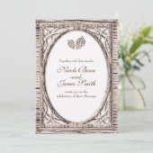 Rustic Woodsy Pine Cone White Wood Invitations Kaart (Staand voorkant)