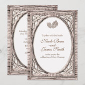 Rustic Woodsy Pine Cone White Wood Invitations Kaart (Voorkant / Achterkant)
