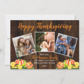Rustic Woodsy Pumpkins Photo Happy Thanksgiving Feestdagenkaart (Voorkant)