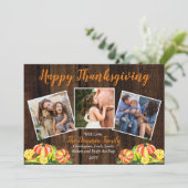 Rustic Woodsy Pumpkins Photo Happy Thanksgiving Feestdagenkaart (Staand voorkant)