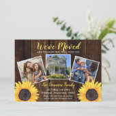 Rustic Woodsy Sunflower We hebben bewegende foto g Aankondiging (Staand voorkant)
