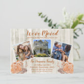 Rustic Woodsy Terracotta We hebben foto verplaatst Aankondiging (Staand voorkant)