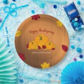 Rustic Woodsy Thanksgiving Pumpkins & Fall Leaves Papieren Bordje (Feest)