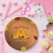 Rustic Woodsy Thanksgiving Pumpkins & Fall Leaves Papieren Bordje (Feest)