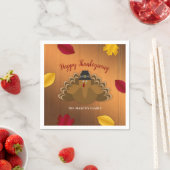 Rustic Woodsy Thanksgiving Turkey & Fall Leaves Servet (Insitu)
