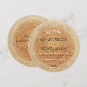 Rustic Woodsy Tree Trunk Slice Unique Wedding Kaart (Voorkant / Achterkant)