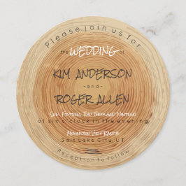 Rustic Woodsy Tree Trunk Slice Unique Wedding Kaart