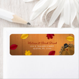 Rustic Woodsy Turkey Herfst Red & Gold Leaves Labe Etiket