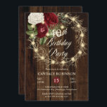 Rustic Woodsy verlicht Wreath 40th Birthday Party Kaart<br><div class="desc">Landkreis,  faux verlicht,  bloemperk gekleurd met een rijke,  gebroken witte en donkerrode twijg tot bruine,  luxueuze floralen "40th Birthday Party" op een donkergekleurde faux-achtergrond. Dit superieure ontwerp van een composiet ontwerp van de Holiday Hearts-Design (gereserveerde rechten).</div>