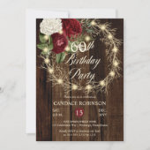 Rustic Woodsy verlicht Wreath 60th Birthday Party Kaart (Voorkant)