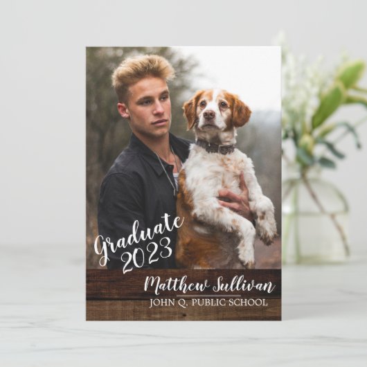 Rustic Woodsy Vertical Photo Graduparty (Staand voorkant)