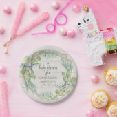 Rustic Woodsy Waterverf Leaf Greenery Baby shower Papieren Bordje (Feest)