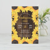 Rustic Woodsy Wood |Thanksgiving zonnebloemen Kaart (Staand voorkant)