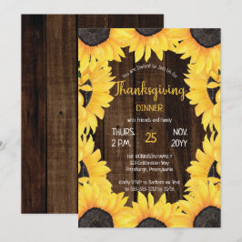 Rustic Woodsy Wood |Thanksgiving zonnebloemen Kaart