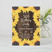 Rustic Woodsy Wood| Zonnebloemen 30e verjaardag Kaart (Staand voorkant)