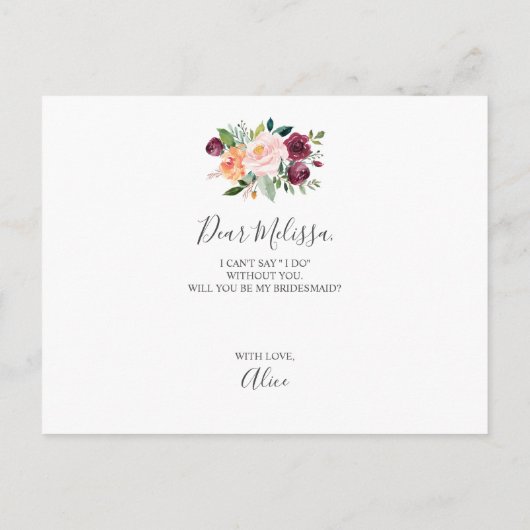 Rustic, word jij mijn bruidsmeisje? uitnodiging briefkaart (Achterkant)