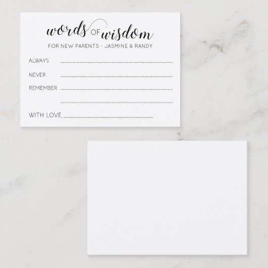 Rustic Words of Wisdom New Parents Advice Plaatskaartje (Voorkant / Achterkant)
