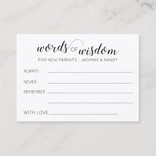 Rustic Words of Wisdom New Parents Advice Plaatskaartje (Voorkant)