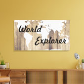 Rustic World Explorer White Wereldkaart Wood Plank Canvas Afdruk (Insitu (Woonkamer))