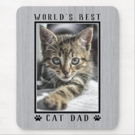 Rustic World's Best Cat Dad Pootafdrukken Foto Muismat