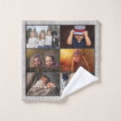 Rustic World's Best Grandpa Wood Custom 6 Photo  Bad Handdoek (Wasdoekje)