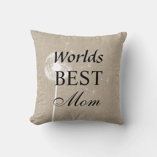 Rustic Worlds Best Mam Pillow met Dandelion Kussen (Voorkant)
