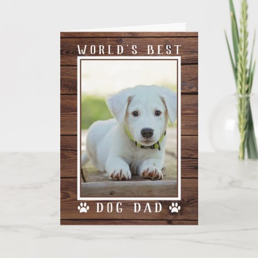 Rustic World's Beste Hond Papa Vaderdag Foto Kaart (Voorkant)