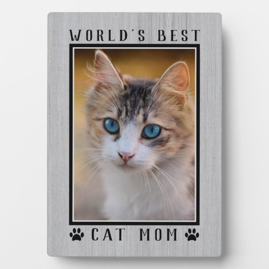 Rustic World's Beste Kattenmoeder Pootafdrukken Hu Fotoplaat (voorkant)