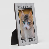 Rustic World's Beste Kattenmoeder Pootafdrukken Hu Fotoplaat (Zijkant)