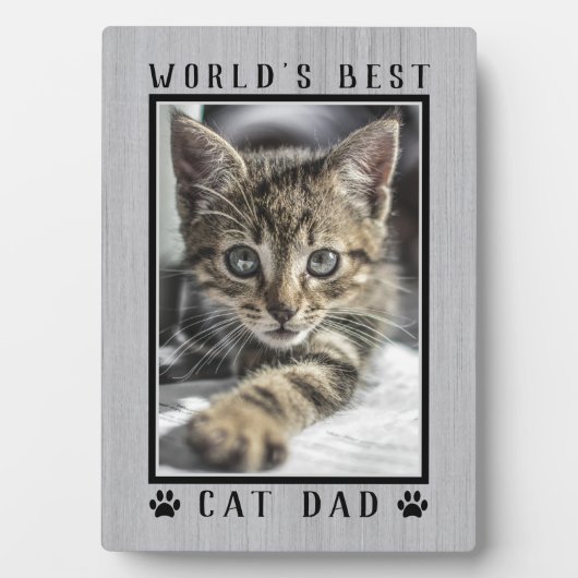 Rustic World's Beste Kattenpapa Pootafdrukken Huis Fotoplaat (voorkant)