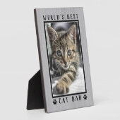 Rustic World's Beste Kattenpapa Pootafdrukken Huis Fotoplaat (Zijkant)
