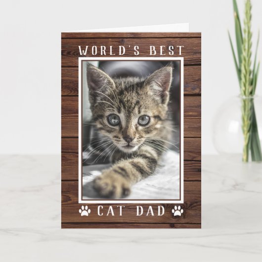 Rustic World's Beste Kattenpapa Vaderdag Foto Kaart (Voorkant)
