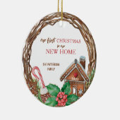 Rustic Wreate Eerste Kerstmis in ons nieuwe huis Keramisch Ornament (Rechts)