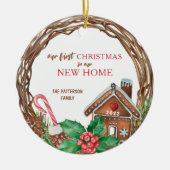 Rustic Wreate Eerste Kerstmis in ons nieuwe huis Keramisch Ornament (Voorkant)