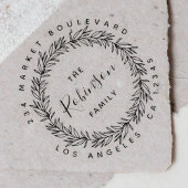 Rustic Wreate Familienaam Script Return Address Rubberstempel