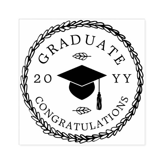 Rustic Wreath Afstuderen jaar Rubberstempel (Afrduk)