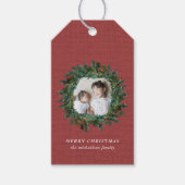 Rustic Wreath and Red Faux Burlap Cadeaulabel (Voorkant)