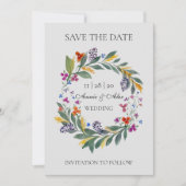 Rustic Wreath Autumn Waterverf Wedding Save The Date (Voorkant)