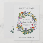 Rustic Wreath Autumn Waterverf Wedding Save The Date (Voorkant / Achterkant)