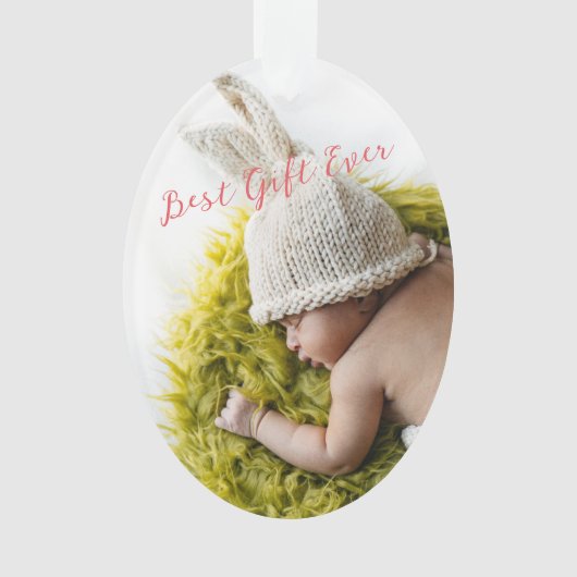 Rustic Wreath Baby's eerste kerstfoto-ormense Ornament (voorkant)