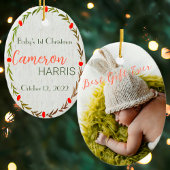 Rustic Wreath Baby's eerste kerstfoto-ormense Ornament