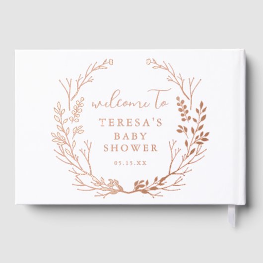 Rustic Wreath Botanical Baby shower Welkom Gastenboek (Achterkant)