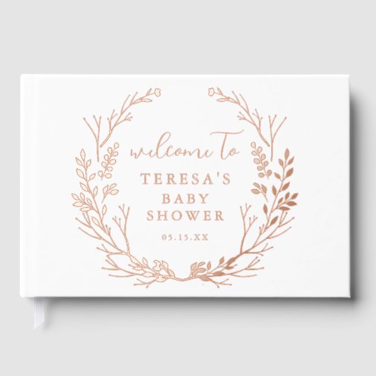 Rustic Wreath Botanical Baby shower Welkom Gastenboek (Voorkant)